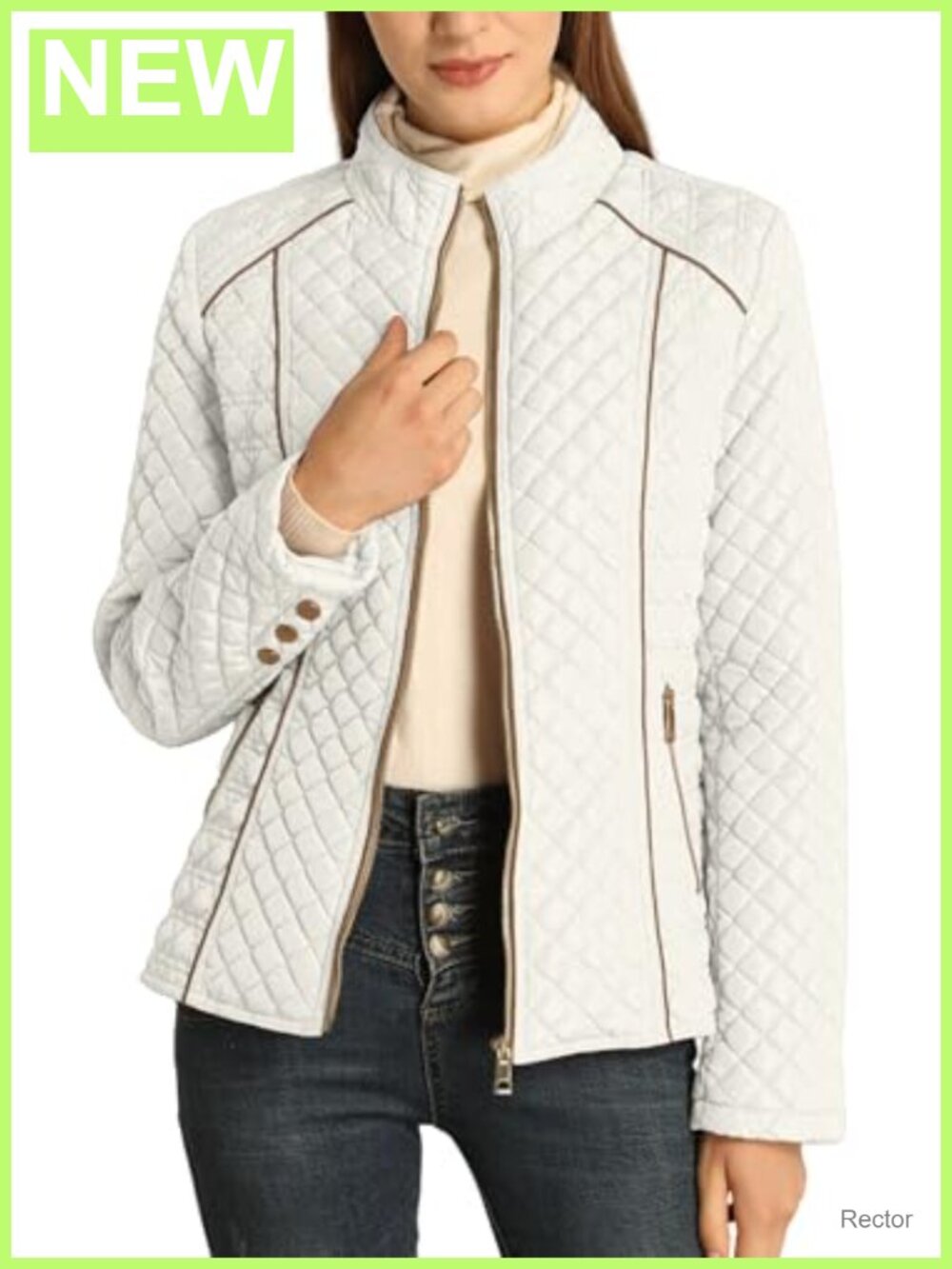 Quilted Puffer Jacket Fleece Lined Zip Up Winter Coat